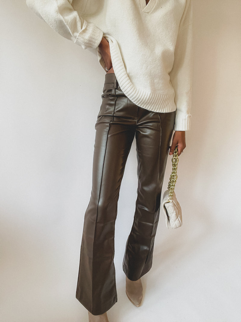 New York Minute Leather Pants | Brown